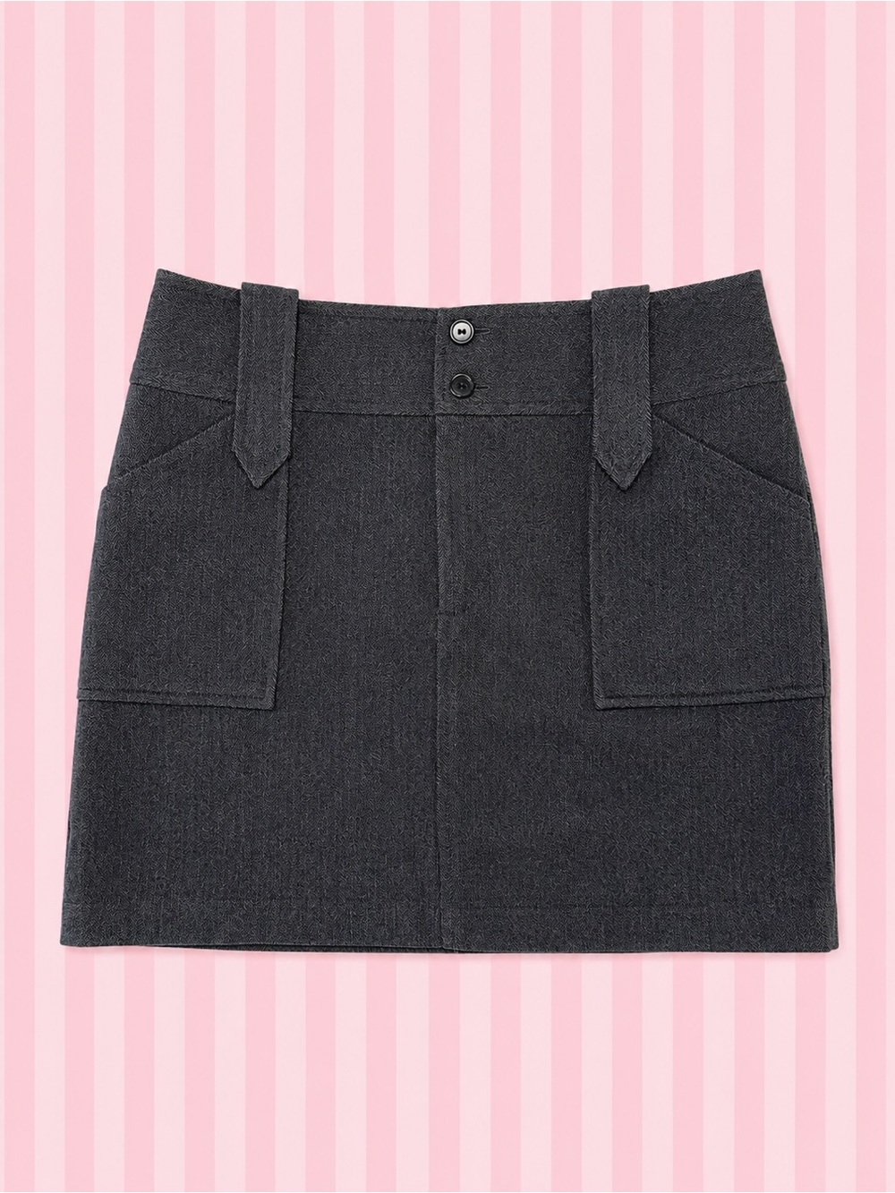 35th & 10th Y2K Charcoal Herringbone Mini Skirt – Size 1